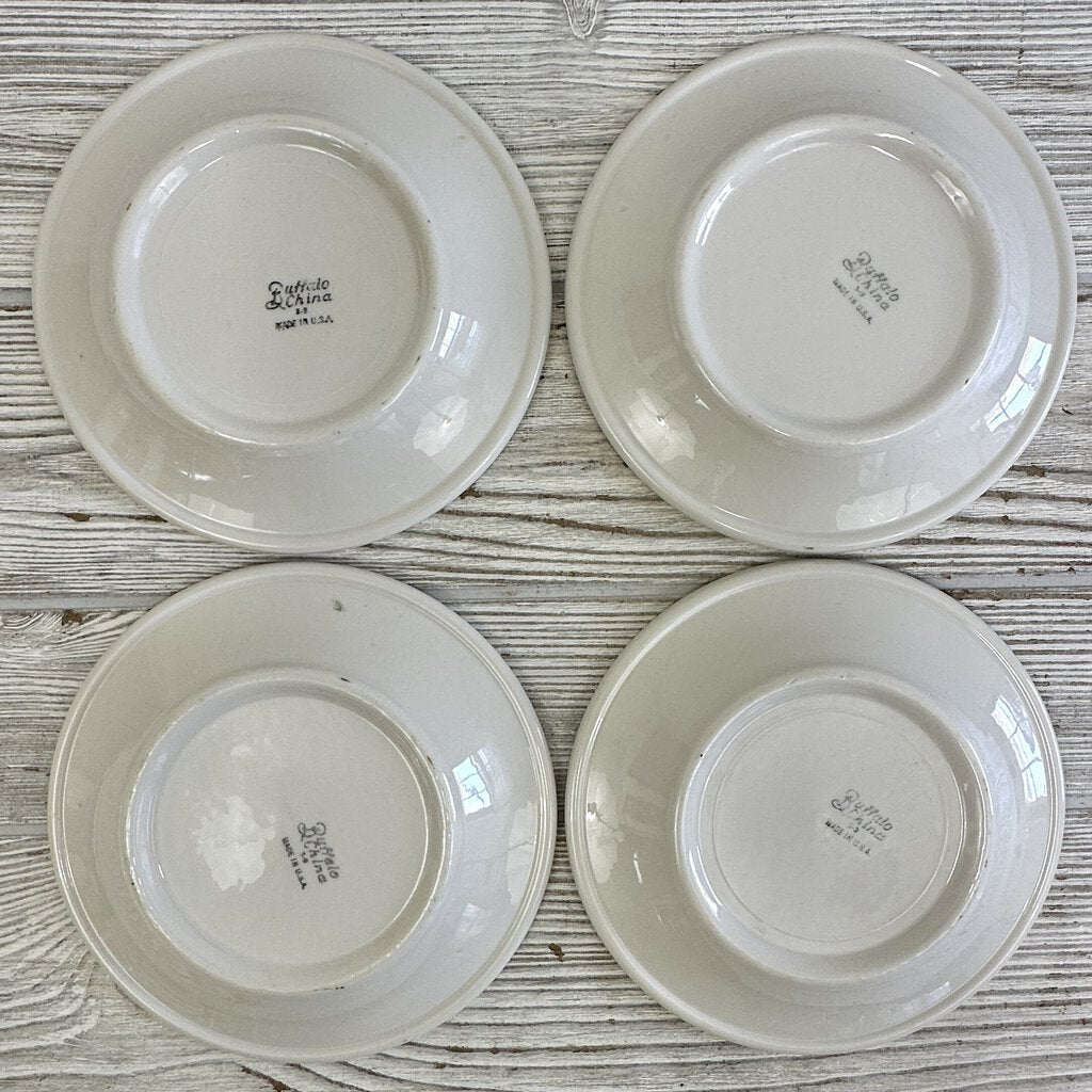 Set of 8 Vintage Buffalo China Restaurant Ware Allegheny Green Stripe 6 3/4in Bread Plates /cb