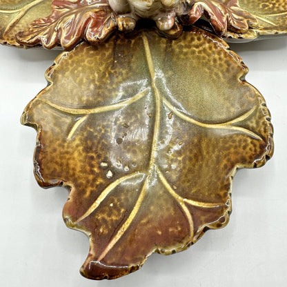 Vintage Kaldun & Bogle Ceramic Autumn Leaves w/Squirrel Divided Serving Dish /cb