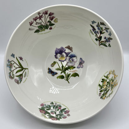 Portmeirion Botanic Garden 10” Round Serving/Salad Pearl Bowl Pansy /cb