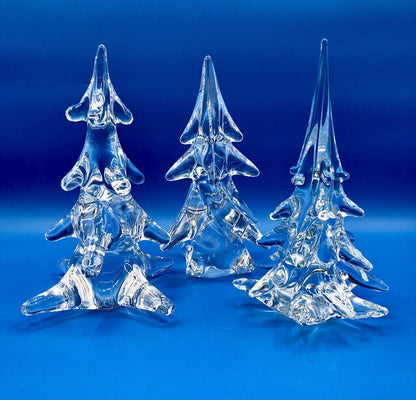 Vtg Trio of Leaded Crystal Christmas Trees /b