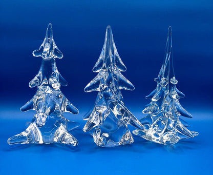 Vtg Trio of Leaded Crystal Christmas Trees /b