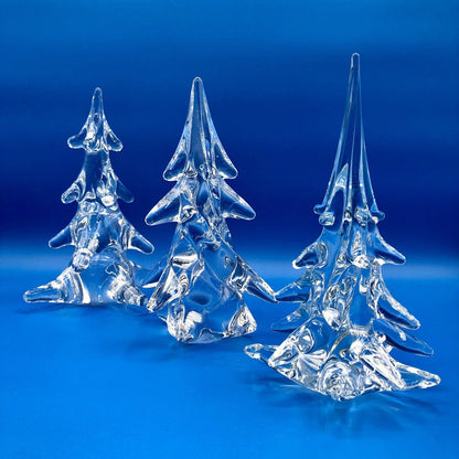 Vtg Trio of Leaded Crystal Christmas Trees /b