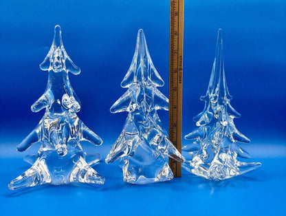 Vtg Trio of Leaded Crystal Christmas Trees /b