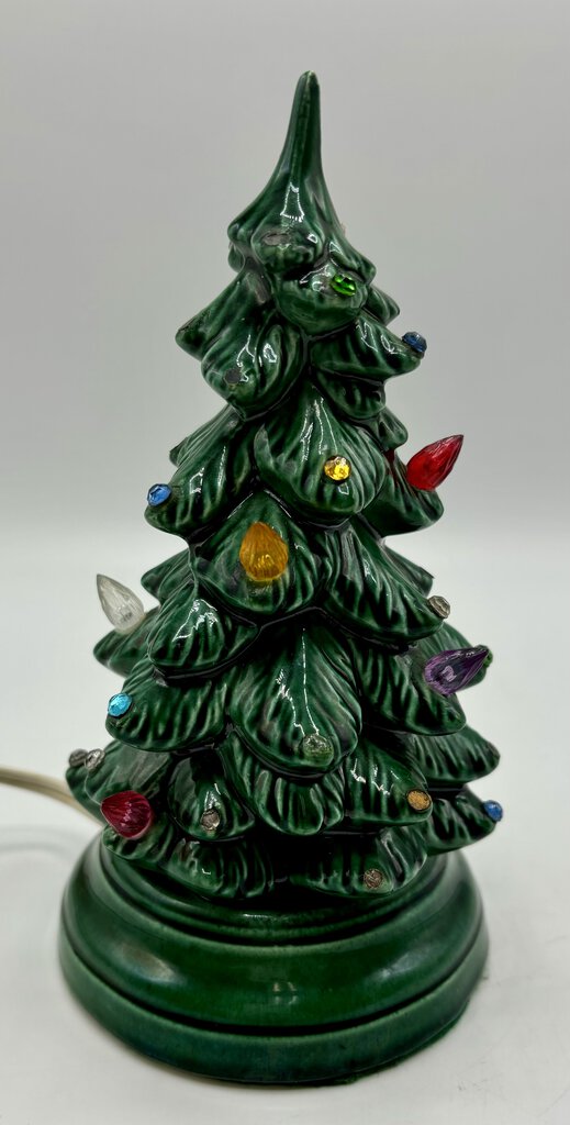 Vtg. Green Ceramic Christmas Tree 6.5 Inches Tall /j