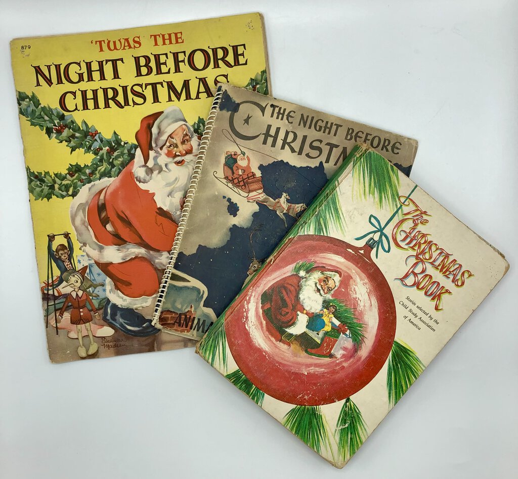 Vintage Set of 3 ‘Twas the Night Before Christmas Books 1940-1954 /b