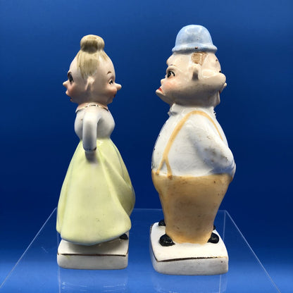 Vintage Happy/ Mad Couple Salt and Pepper Shakers Set /b