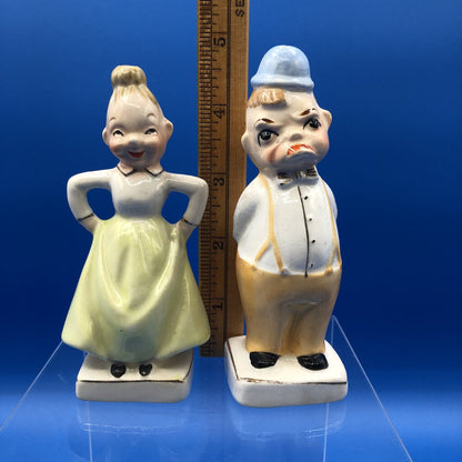 Vintage Happy/ Mad Couple Salt and Pepper Shakers Set /b