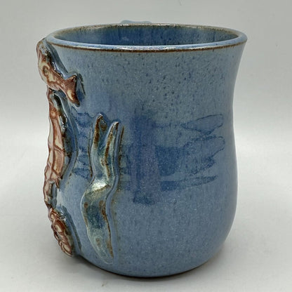 Vintage Mudworks USA 4.5 Inch Blue Seahorse Art Pottery Mug /cb