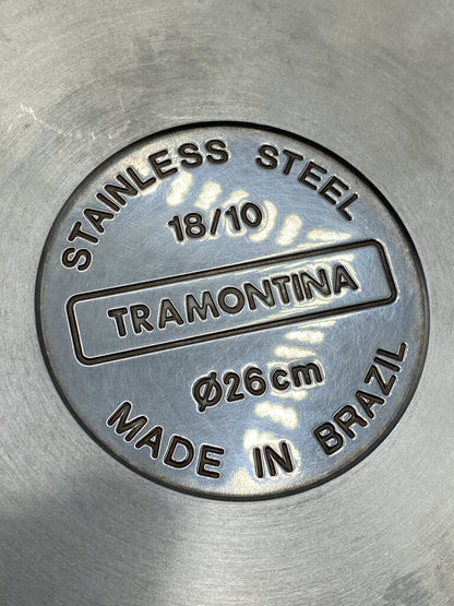 Tramontina Stainless 12” Skillet w/lid Made in Brazil 18/10 /rw