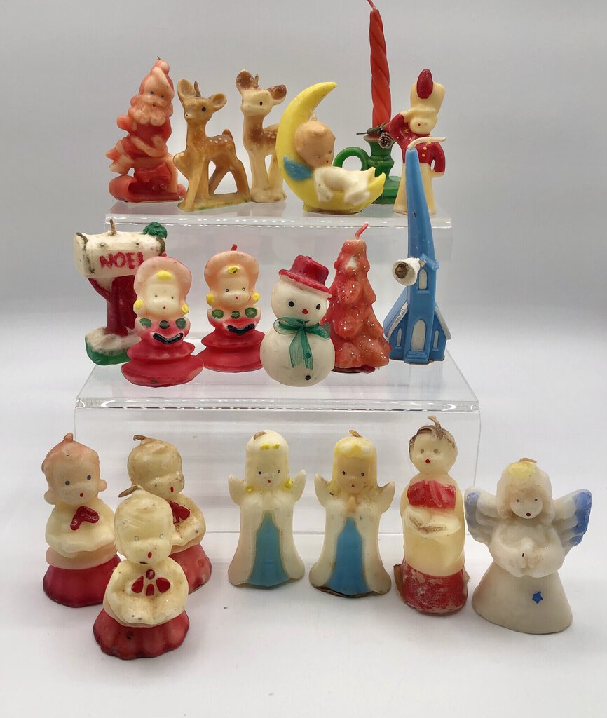 1950/ 1960 Lot of 19 Vintage Gurley Christmas Figural Candles