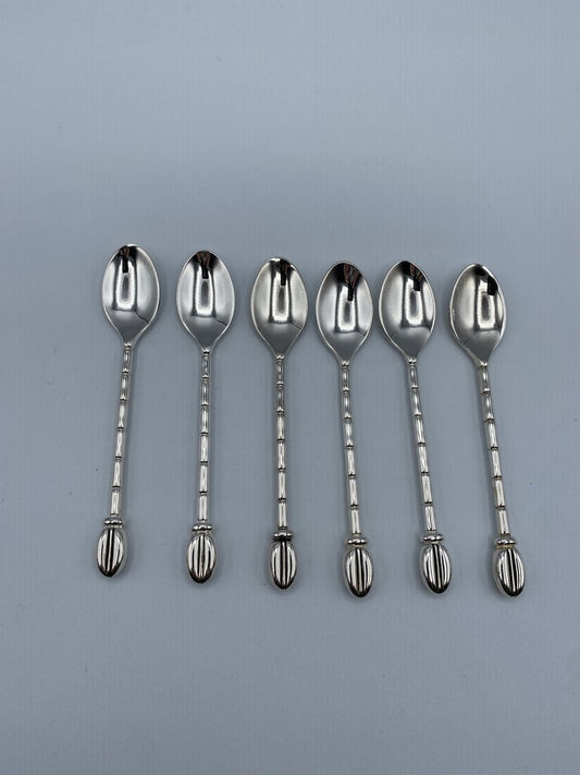 Set of 6 Silverplate Demitasse Espresso Spoons Coffee Bean Finial Hollander /ro