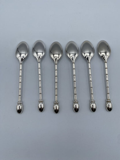 Set of 6 Silverplate Demitasse Espresso Spoons Coffee Bean Finial Hollander /ro