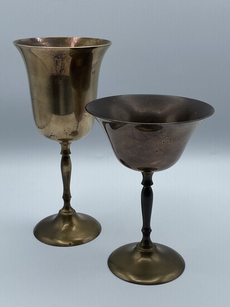 2 Vintage Solid Brass Goblets by Gift of Distinction Maurice Dutchin Co. /ro