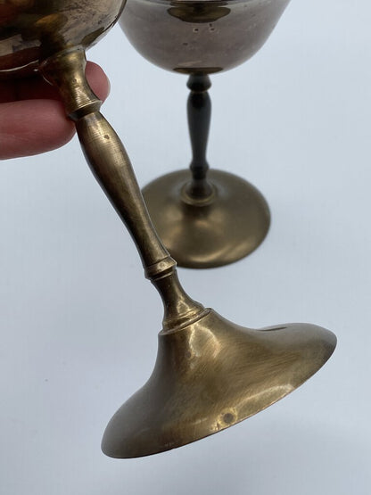 2 Vintage Solid Brass Goblets by Gift of Distinction Maurice Dutchin Co. /ro