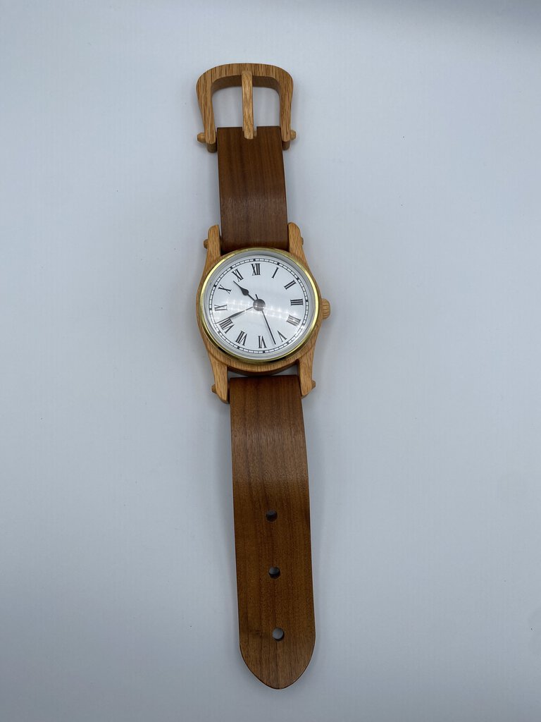 Large 15” Long Wood Wrist Watch Clock-Wall or Desk Pop Art /ro