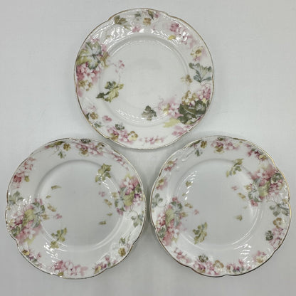 Antique Bauer Rosenthal & Co Germany Floral 6in Bread Plates Pensée and Racine Shape Set of 3 /cb