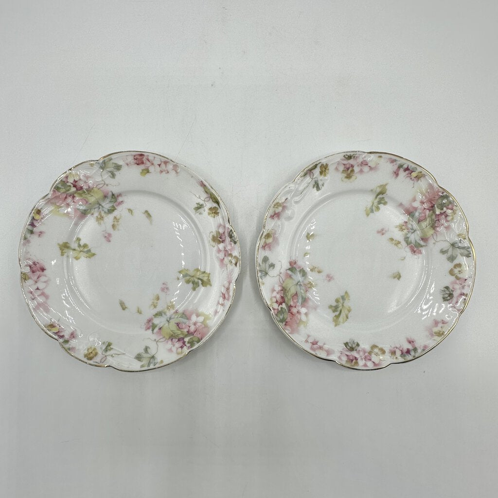 Antique Bauer Rosenthal & Co Germany Floral 6in Bread Plates Pensée and Racine Shape Set of 3 /cb