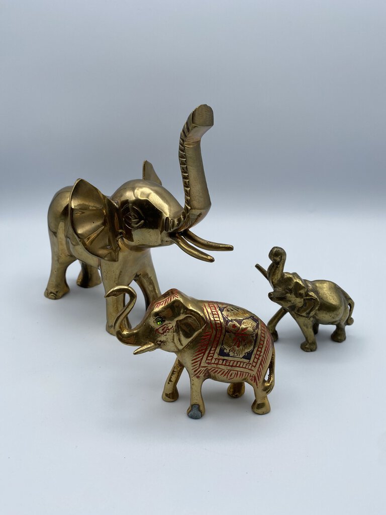 Trio of VTG Brass Elephants with Trunks UP! /ro