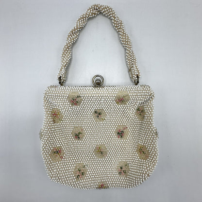 1950s Cordé Bead by Lumured Ivory Floral Beaded Evening Purse/Handbag /cb