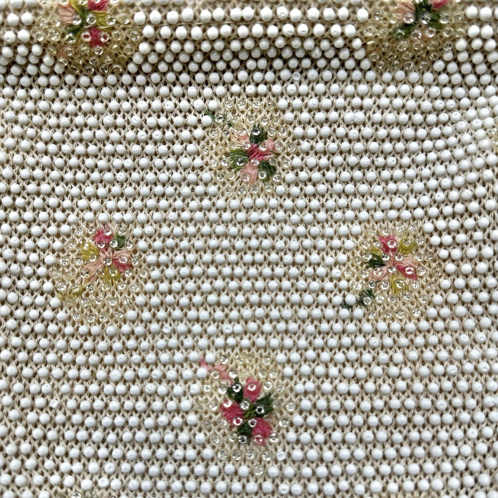 1950s Cordé Bead by Lumured Ivory Floral Beaded Evening Purse/Handbag /cb