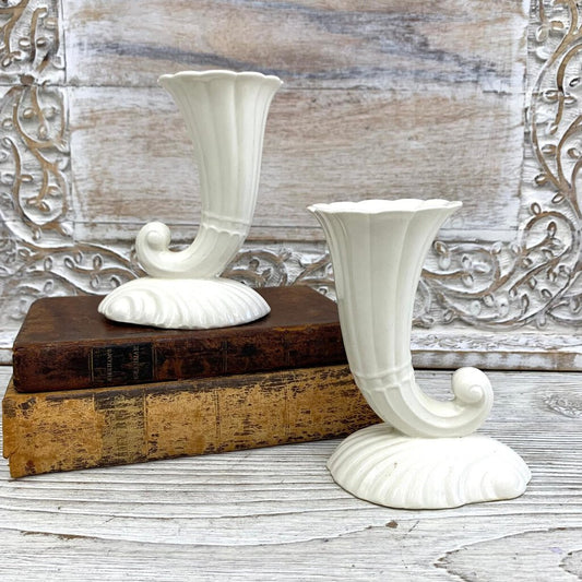 Vintage Czechoslovakian Cornucopia Candle Holders Set of 2 /cb