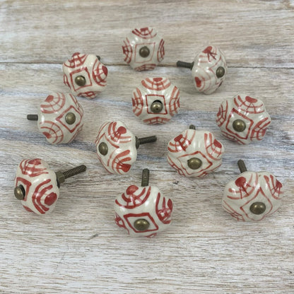 Set Of 11 Unique Vintage Hand-painted Ceramic Knobs /cb