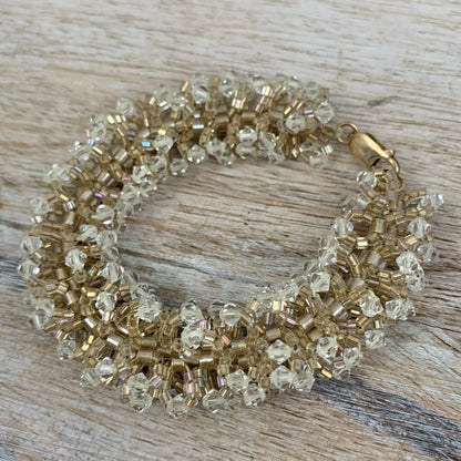 Intricate Handmade Sparkling Glass and Crystal Beaded Bracelet /cb