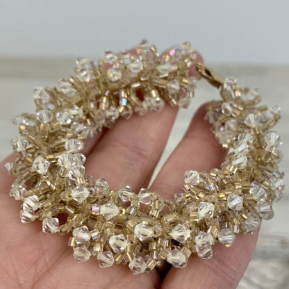 Intricate Handmade Sparkling Glass and Crystal Beaded Bracelet /cb