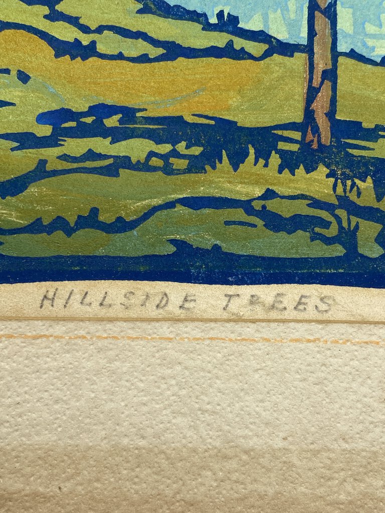 Original Piper Prints Block Print “HIllside Trees” by Nate Piper 8.25”x6.75” /ro