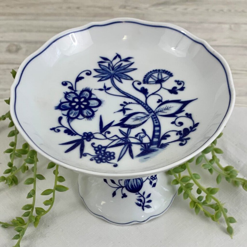 Zwiebelmuster/Blue Onion by Triptis-Porzellan Footed Compote Dish Blueware Made in Germany /cb