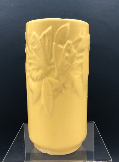 1940s Nelson McCoy Yellow Butterfly Pottery Vase /b