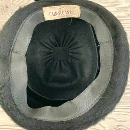 Vintage Cain-Sloan Company Black Faux Fur Hat Union Made /cb