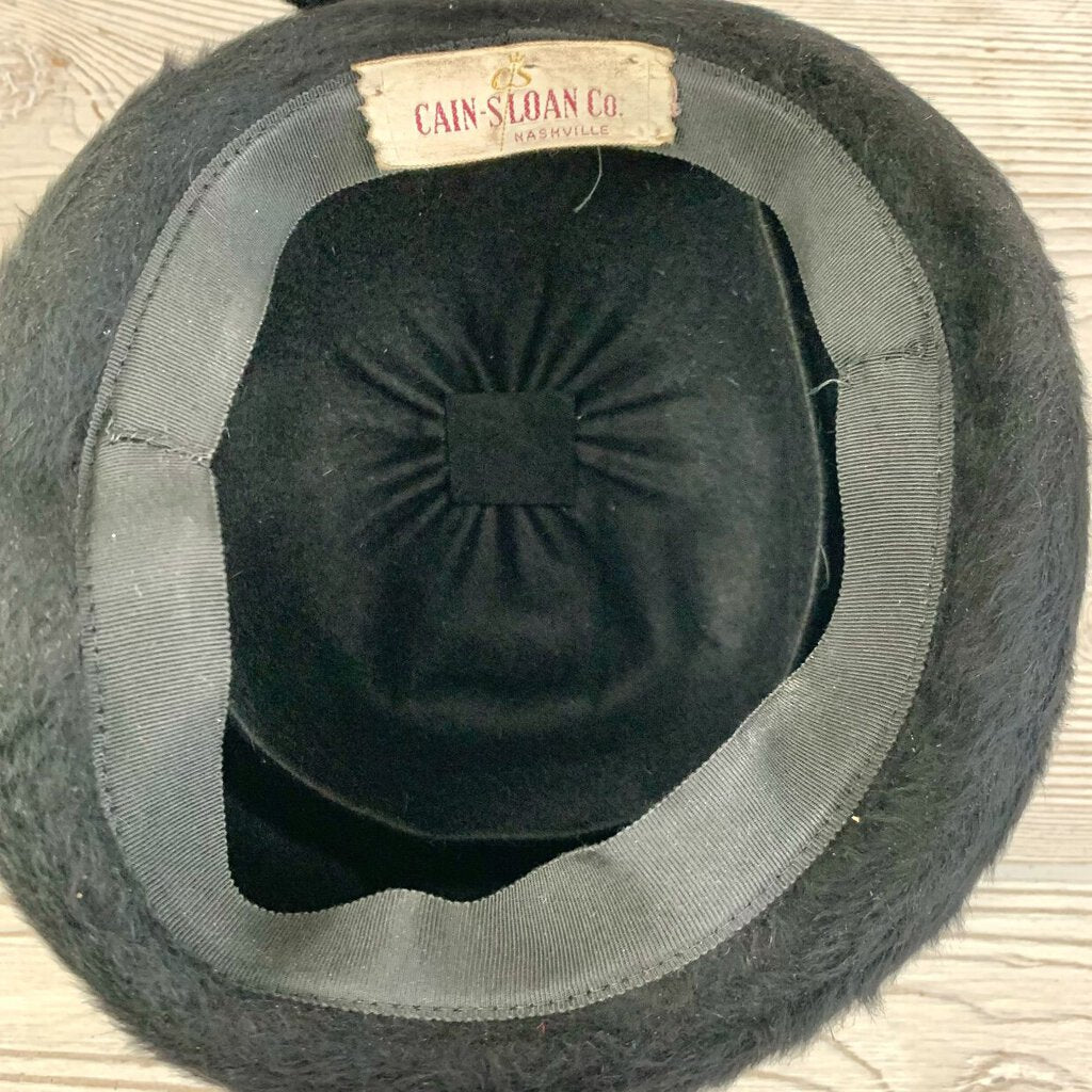 Vintage Cain-Sloan Company Black Faux Fur Hat Union Made /cb