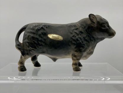 Vintage Black Angus Bull Figurine Japan /b