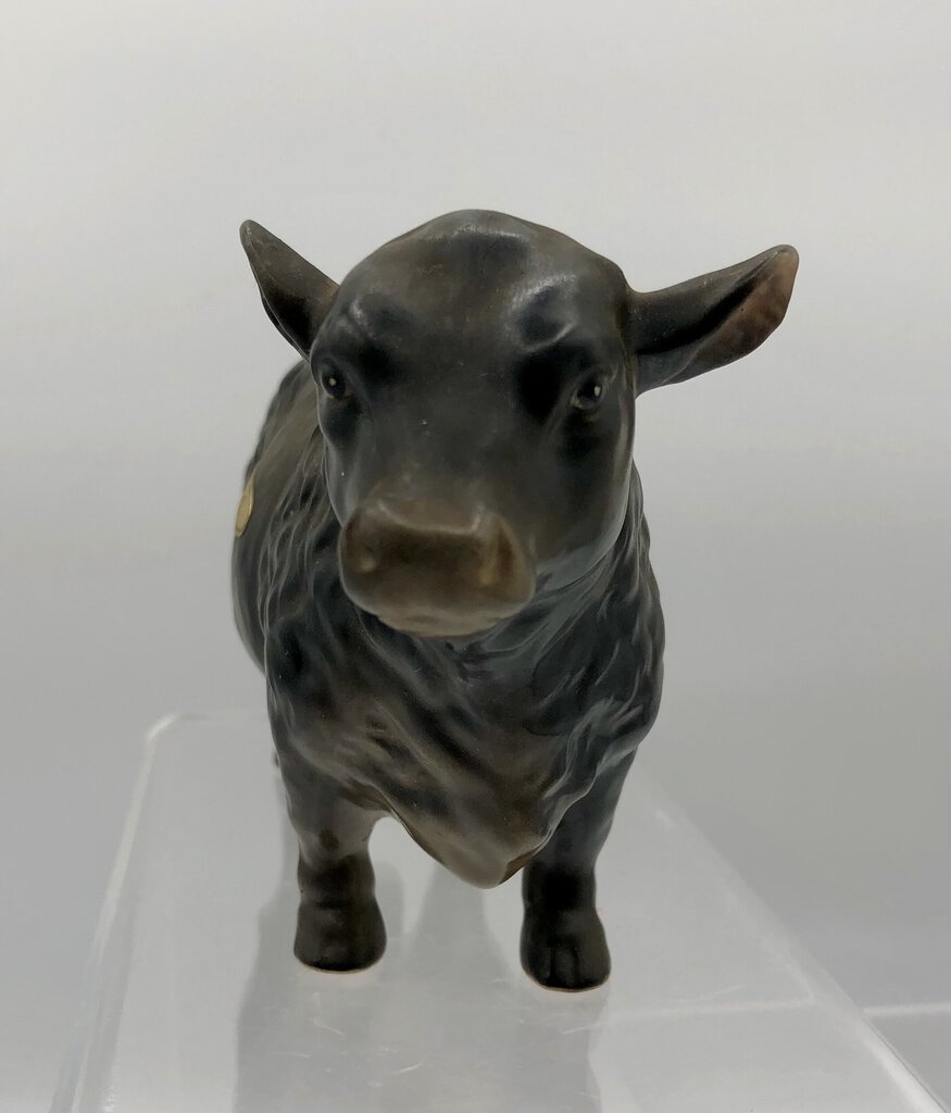 Vintage Black Angus Bull Figurine Japan /b