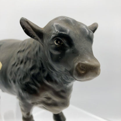 Vintage Black Angus Bull Figurine Japan /b