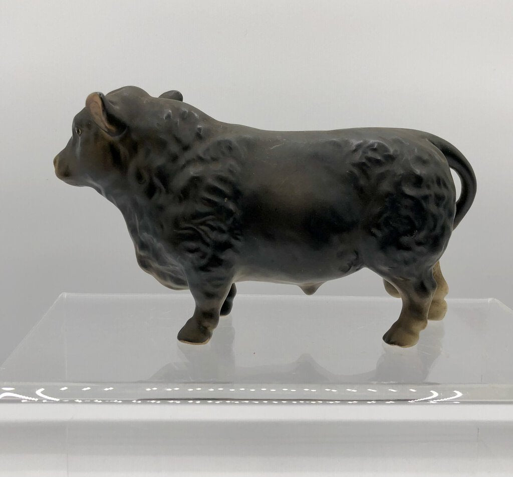 Vintage Black Angus Bull Figurine Japan /b