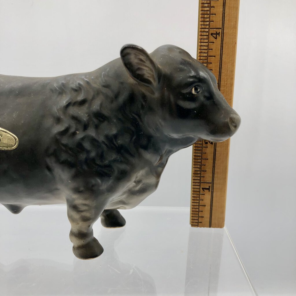 Vintage Black Angus Bull Figurine Japan /b