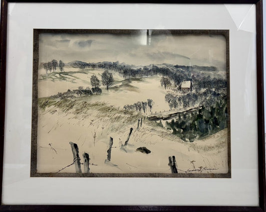 Norman Brumm Watercolor Michigan Winter Scene /j