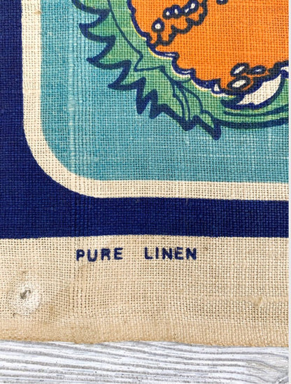 Vintage Albany WA Pure Linen Tea Towel Handprinted Designed in Western Australia and Made in Hong Kong /cb