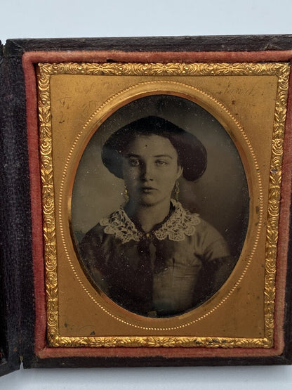 Antique Ambrotype in Case 2” x 2.5” Young Woman Died 1859 /ro