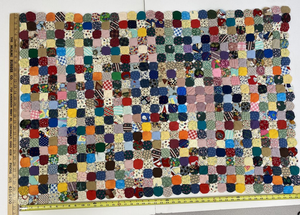 Vintage Handmade Yo-yo Quilt Topper Only 47”x 33” 630 Pieces /rb