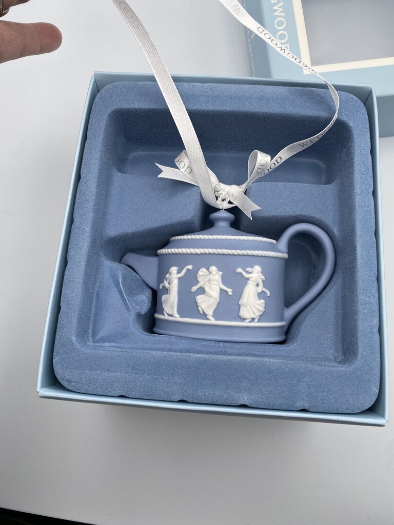 Wedgwood Blue Jasperware Teapot Ornament Dancing Girls EUC/in box /ro