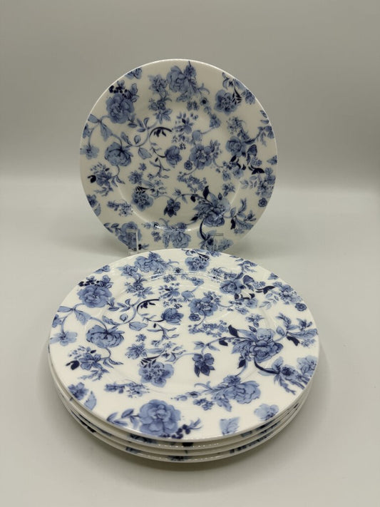 Stechcol Gracie Bone China Blue & White Floral Lunch Plates set of 5 /rb