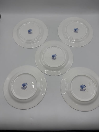 Stechcol Gracie Bone China Blue & White Floral Lunch Plates set of 5 /rb