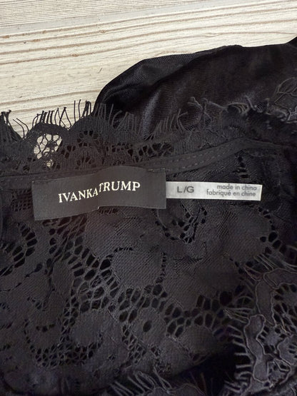 NWT Ivanka Trump Short Sleeve Black Velvet & Lace Top Sz.L /rb