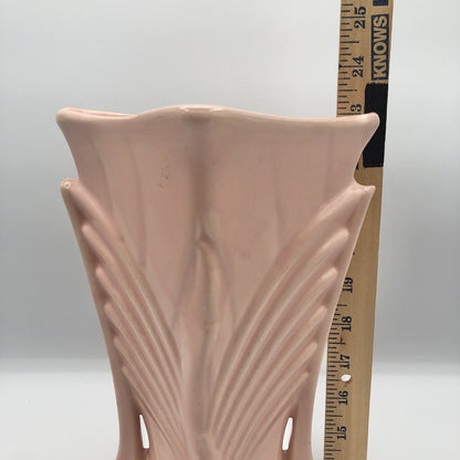 1940s McCoy Pottery 9.5” Pink Art Deco Vase /b