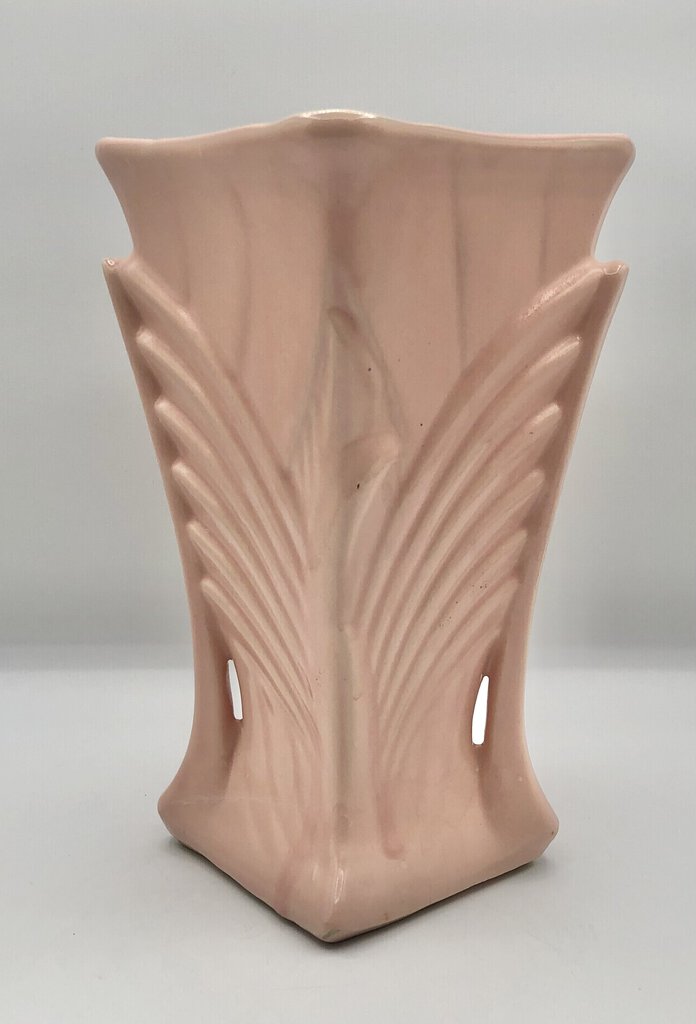 1940s McCoy Pottery 9.5” Pink Art Deco Vase /b