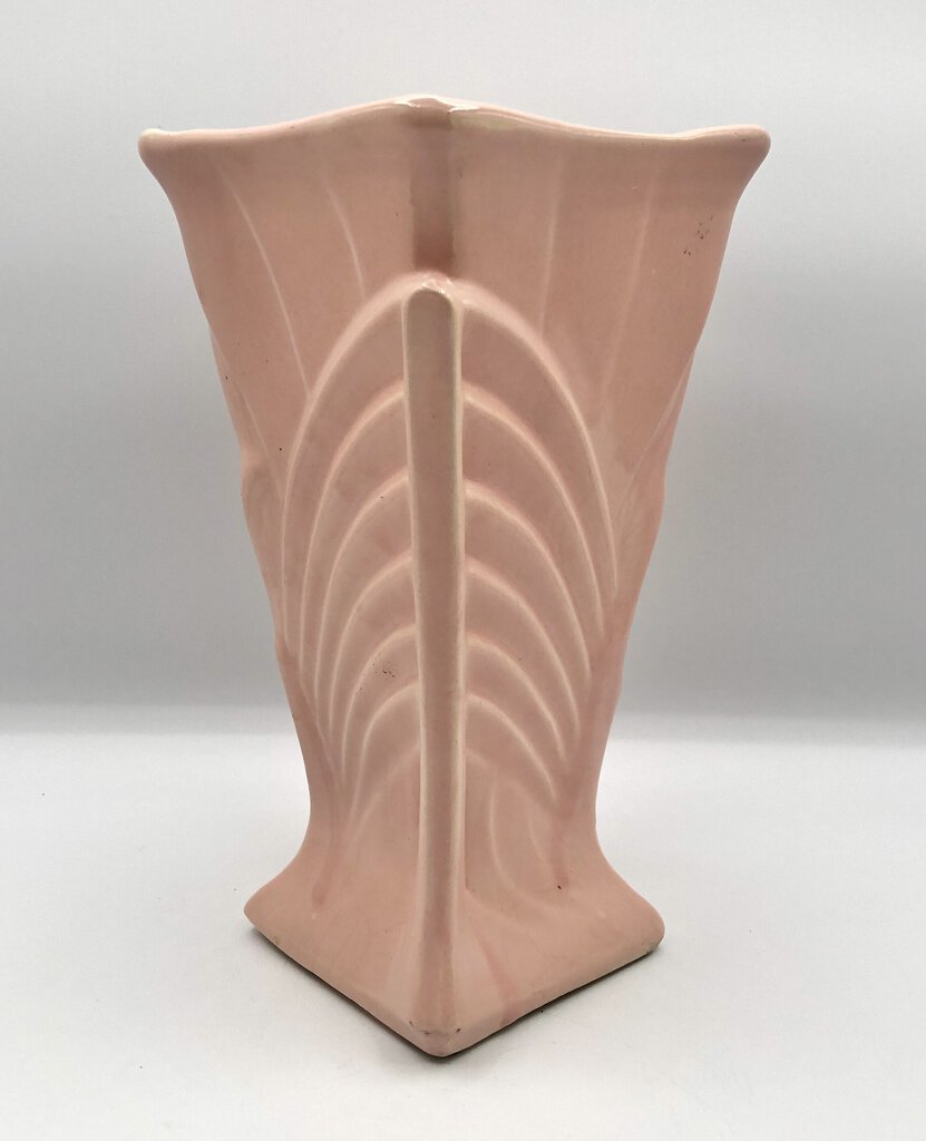 1940s McCoy Pottery 9.5” Pink Art Deco Vase /b