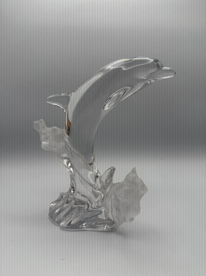 VTG Lenox 1994 Fine Crystal Majestic Dolphin Frosted Wave Figurine /rw